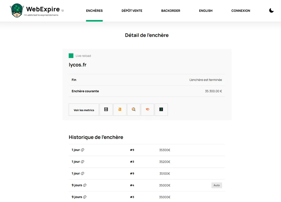 La vente aux enchères de lycos.fr terminée à 35 300 euros