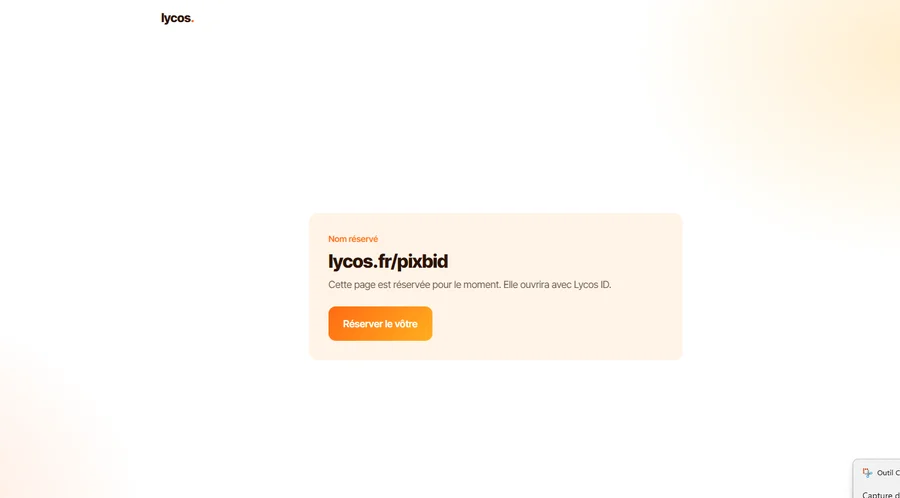 La page lycos.fr/pixbid réservée